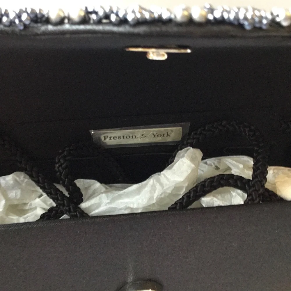 PRESTON & YORK Black Shimmer Evening Clutch Handbag Formal Bag Size OS